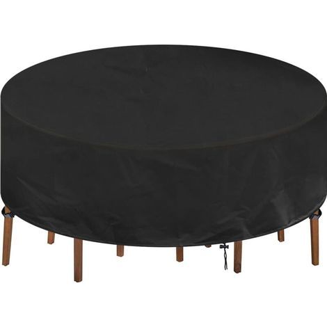 Abdeckung für Gartenmöbel, runde Schutzhülle für Gartentisch, wasserdicht, winddicht, UV-beständig, 420D Oxford-Gewebe, Abdeckung für Gartenmöbel, Möbelsets (Ø190x (1/5)