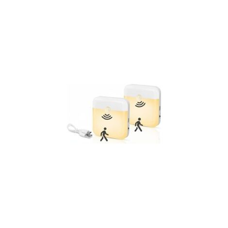 Veilleuse LED avec Détecteur de Mouvement - EINNENFFER - Lot de 2 Rechargeables USB-C, Éclairage Automatique Blanc pour Chambre d'Enfant et Espaces Fréquentés