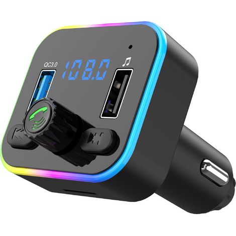 New Color Light Car Charger with TF Card Adapter, Bluetooth Hands-free MP3 Player, Car FM Transmitter, Bluetooth Dual USB - M36 (1/3)