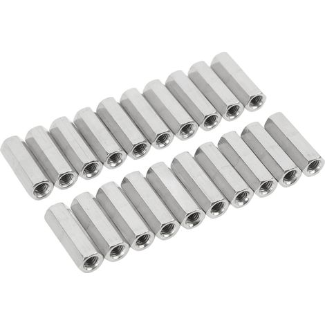 20 écrous de raccordement hexagonaux M5x0,8 L25mm, connecteurs de tige filetée en acier inoxydable résistant à la rouille et à la corrosion (1/5)