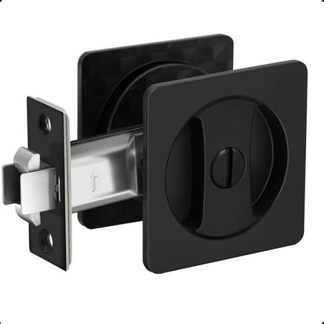 Quincaillerie pour porte coulissante de salle de bain : serrure noire mate pour porte coulissante (1 pièce) (1/5)