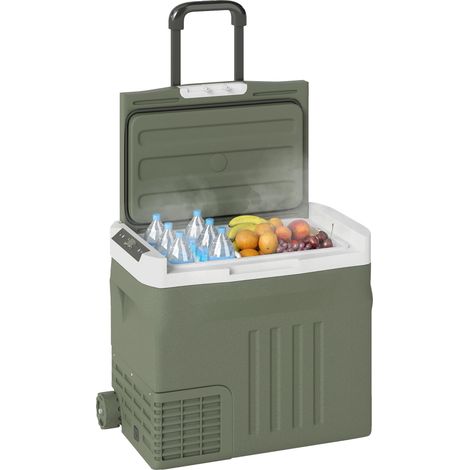 Glacière électrique portable 40 L réfrigérateur de voiture portable modes ECO/MAX poignée télescopique 61x39x49,5cm gris