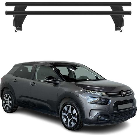 OMAC Barres de toit transversales en aluminium pour Citroën C4 Cactus 2018-2022 – Antivol – Rainure en T – Testées City Crash – Charge Max 50 kg Noir (1/4)