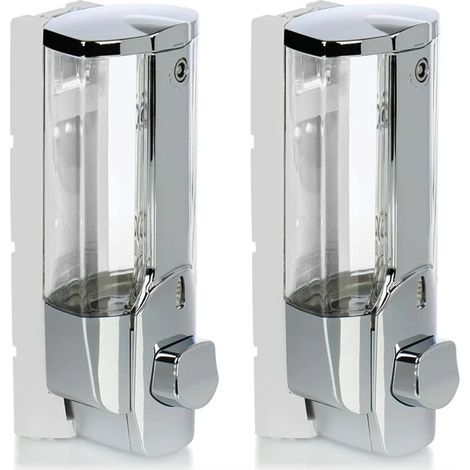 Distributeurs savon muraux rechargeables pour gel douche shampoing, lot de 2 (1/4)