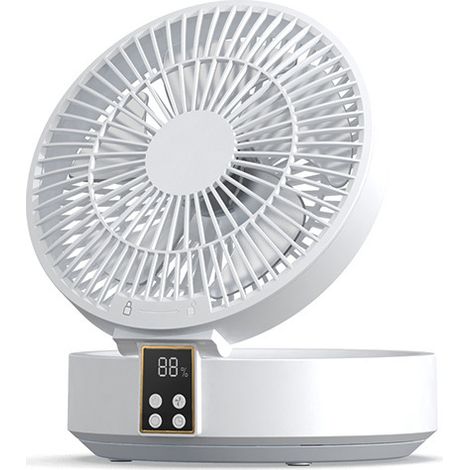 Ventilateur silencieux rechargeable par USB - avec télécommande et affichage LED - oscillation à 120° - vitesse de ventilation réglable (1/5)