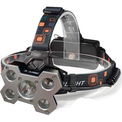 Torcia lampada frontale 5 LED da testa ricaricabile regolabile notturna TE-B0319