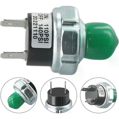 Compatible avec les pressostats de compresseur d'air 70-100/90-120 PSI, filetage 1/4 NPT, 12 V/24 V, pour le raccordement de réservoirs d'air, de trains ou de klaxons pneumatiques. (1/5)