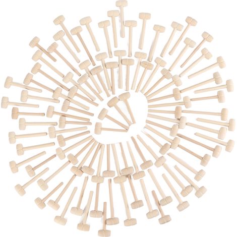 Lot de 100 mini marteaux en bois pour casser le chocolat, petits maillets en bois portables pour enfants