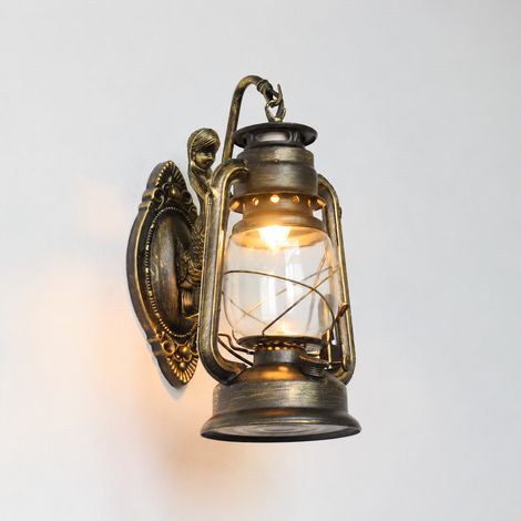 Applique Murale Rétro Lanterne Chinoise Vintage Modèle E LED Abat-Jour Verre 150x390 mm 33 × 22 × 18 cm 1,2 kg – Livraison gratuite