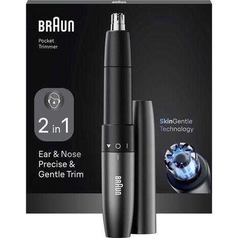 Braun Ohren- & Nasentrimmer, kompakt, Doppelklingen, SkinGentle Technologie, EN20, Grau