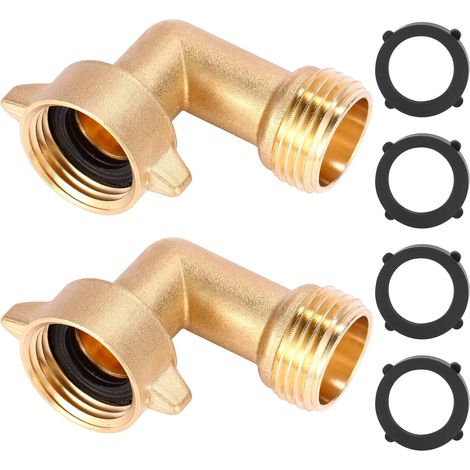 Connecteur coudé de tuyau d'arrosage 90 degrés 3/4 pouce adaptateur en laiton pour robinet de camping-car lot de 2 (1/5)