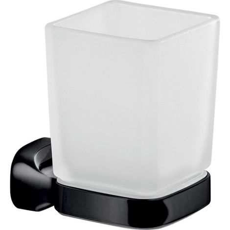 Portaspazzolini da muro in acciaio inox e Cromall ST10 Gedy serie STELVIO Nero Opaco