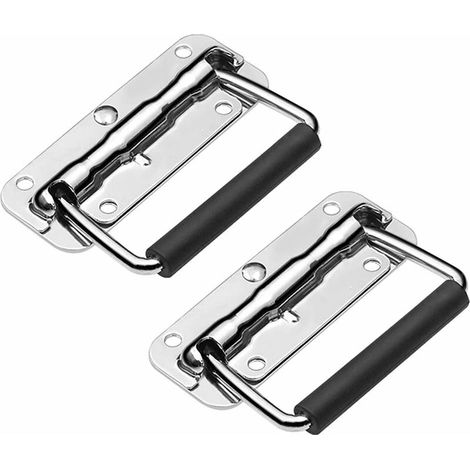 Maniglia pieghevole per valigetta, maniglia pieghevole in gomma a molla per valigetta portautensili (110x41mm 2 pezzi)- (1/5)