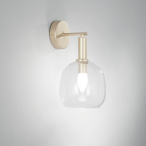 Aplique de pared en metal dorado con difusor de vidrio soplado Brandy AP