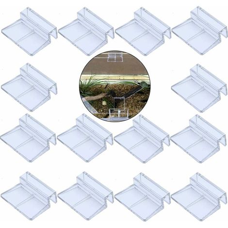 Clips pour couvercles en verre d'aquarium, 14 unités, acrylique transparent, 8 mm d'épaisseur, fixation sécurisée sans cadre.-AquaForge (1/5)