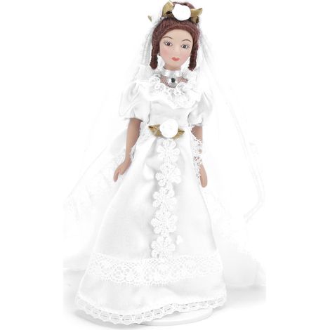 Poupée miniature en porcelaine à l'échelle 1:12, mariée, accessoires de décoration pour maison de poupée (1/5)