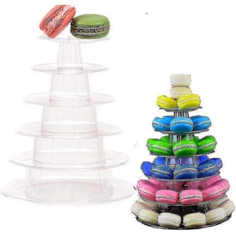 Présentoir à macarons rond à 6 étages, idéal pour décorer un mariage ou un anniversaire. (1/5)