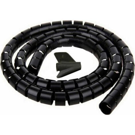 Cache Cable, 2m - ∅16mm, Noir, 2m Gaine Souple Electrique Cable Management pour Ranger ou Cacher les TV PC Câbles, Gestion des Câbles pour Maison et Bureau