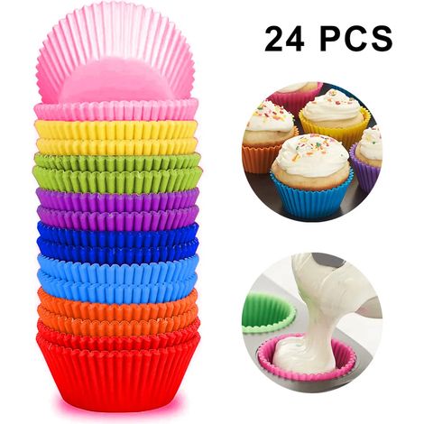 Grands moules à muffins réutilisables en silicone de haute qualité Lot de 24 Éco-conçus Moules à cupcakes Moules à muffins (1/5)
