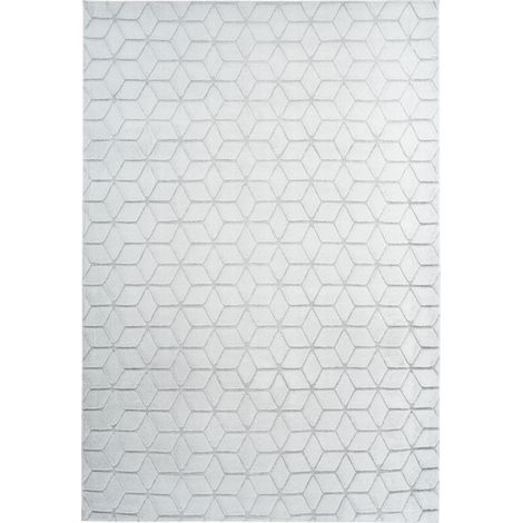 Tapis Shaggy Effet 3D "Vivica" Blanc & Bleu Gris 80 x 150 cm (1/4)