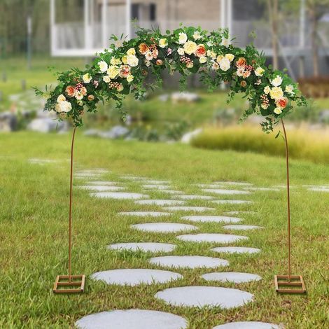 Arche de fond en métal - 2,3 m de haut - Arche de mariage - Arche de ballons doré - Support de mariage pour mariage, anniversaire, fête prénatale, anniversaire (1/5)