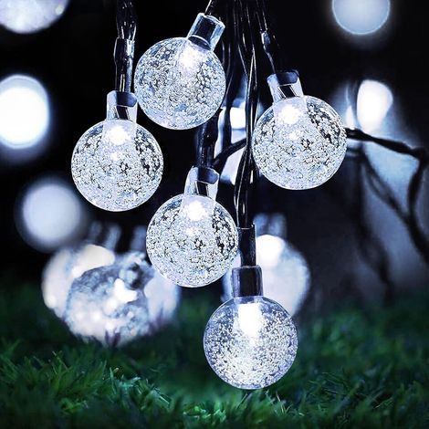 Solar Garden Lights Outdoor, 7M/24Ft 50 LED Solar String Lights Waterproof, 8 Modes Globe Fairy Lights for Indoor/Outdoor, Patio, Lawn, Yard, Home, Party, Wedding, Festival Decorations (Cool White) (1/5)