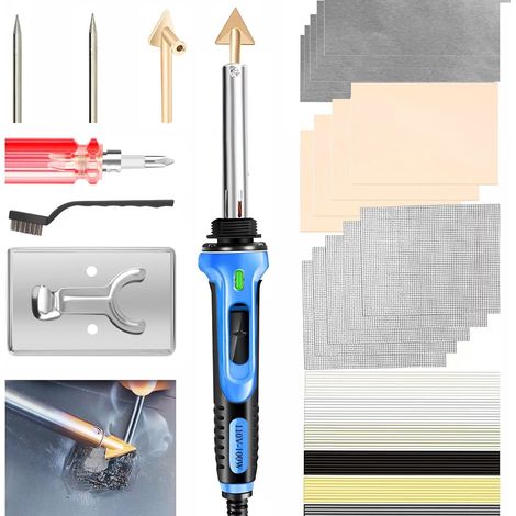 Soudure Plastique 60100W Température Réglable 400℃600℃ Kit Fer à Souder avec 56 Tige Soudage 2 Pointe de Cuivre 2 Pointe de Fer à Souder, Voiture Pare-Chocs Plastique Reparation Kit (1/5)