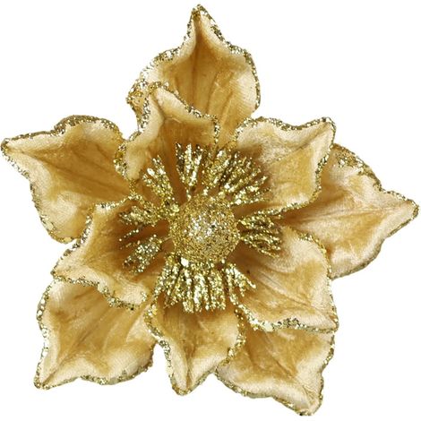 Poinsettia Artificielle - Tige Verte - Décoration de Noël pour Centre de Table et Intérieur - 18 cm - Lot de 1 (1/5)