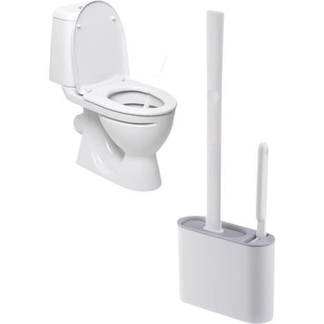 Brosse WC murale en silicone avec support de nettoyage PP Brosses et supports à long manche (1/5)