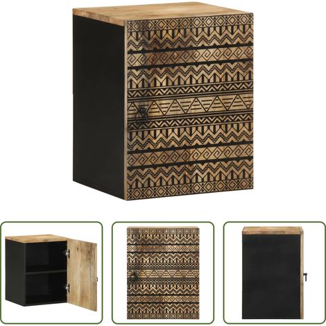 vidaXL Wand Schrank - Bad-Hängeschrank Schwarz 38x33,5x48 cm Massivholz Mango (1/5)