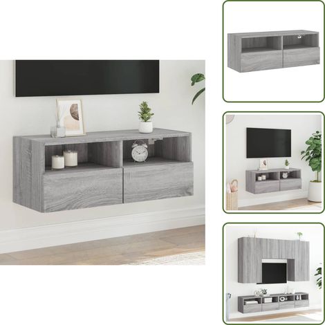 The Living Store Meuble TV mural sonoma gris 80x30x30 cm bois d'ingénierie - Armoire Tv Murale - Meuble Tv Suspendu - Meuble Tv Design - Rangement Tv - Meuble Tv Moderne (1/5)