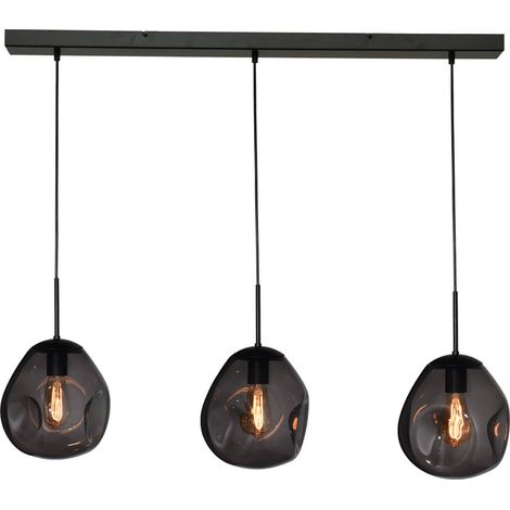 Lampe à suspension en verre Lava 3x verre à fumée Ø 24cm - 2761-05-100-3-05-61