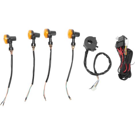Kit indicatori di direzione per moto, interruttore di controllo 3 in 1 con relè lampeggiatore regolabile e cablaggio rinforzato, per moto da strada e ATV con manubrio da 23 mm 7/8" -Crezuo