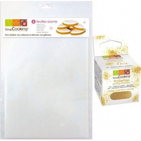 Feuilles Azyme - NC - 6 Feuilles - Couleur Blanc - Paillettes Dorées - 5g