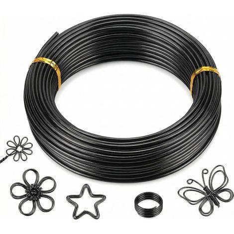 30m Fil de fer Souple Loisir Creatif Noir Fil Aluminium 2mm (1/5)