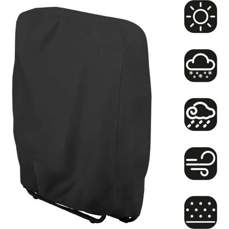 Housse de chaise pliante Housse de protection pour chaise longue Bain de soleil Mobilier de jardin étanche anti-UV Protection contre les dommages, 71 x 110 cm(noir).. (1/4)