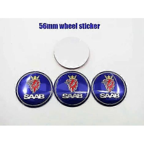 4 enjoliveurs de roue de voiture avec logo Saab 9-3 de 56 mm, cache-emblèmes anti-poussière pour modification de jante, autocollants, accessoires décoratifs, bleu.