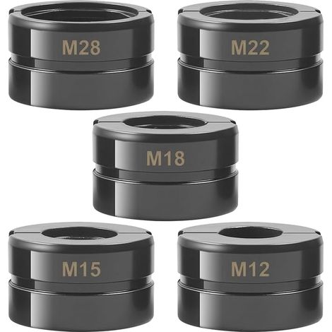 Lot de 5 mâchoires de sertissage M12 M28 - Contour M - Pour 12 mm, 15 mm, 18 mm, 22 mm, 28 mm - Pour pince à sertir manuelle + mâchoire interchangeable, tube en cuivre, tube en acier (1/5)