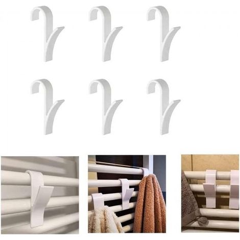 6pcs Crochet pour radiateur sèche-Serviettes Universel - Plastique , Blanc (1/4)