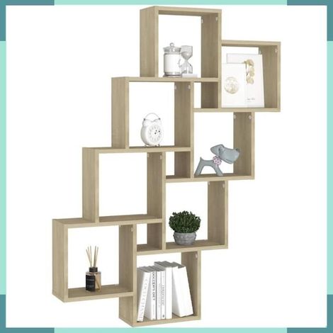 807181 étagère murale cube Chêne sonoma 90x15x119 cm Bois d’ingénierie (1/4)