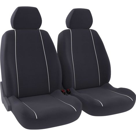 Jeu de 2 housses de sièges avant - Universelles - Voiture/Auto - Lavable - Tissu gris jonc gris clair (1/4)