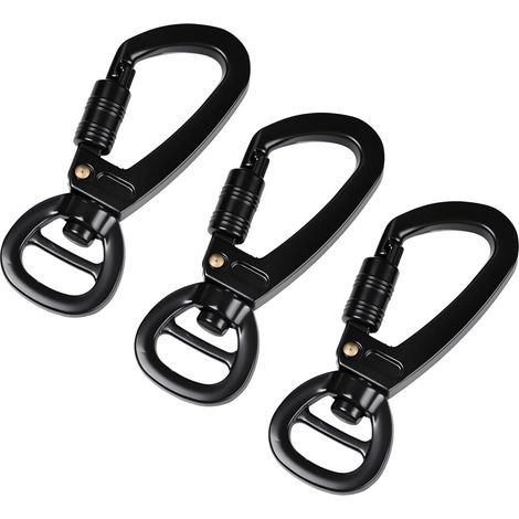 3 PCS Mousqueton Pivotant Crochets à 360 °, Mousqueton Laisse Chien en Alliage de Zinc Clip à Ressort Déclenchement pour Collier, Alpinisme