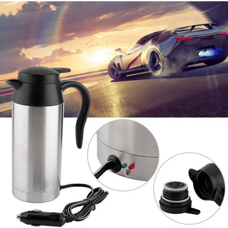 Hervidor eléctrico de acero inoxidable de 750 ml para coche, para calentar café, té y agua, termo de 12 V. (1/3)