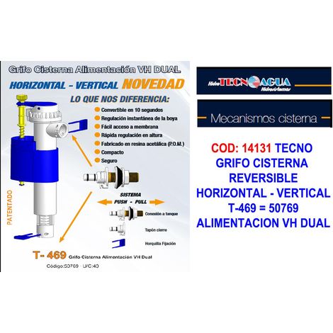 Grifo Boya cisterna inodoro T-649+ Alimentación VH Dual Compacto