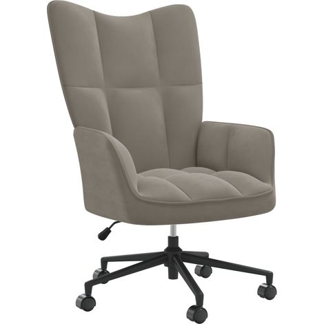 Chaise de relaxation Fauteuil relax - Gris clair Velours BonneVie-10295 (1/5)