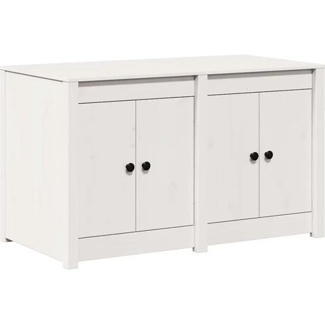 Mobile da cucina moderno con pratico vano contenitore e 4 ripiani 106 x 55 x 64 cm realizzato in legno massello di pino bianco 020052153