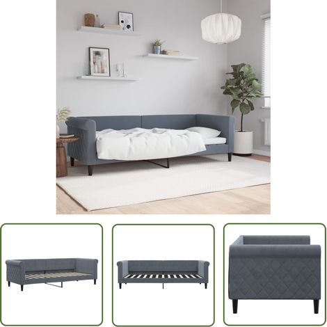 vidaXL Lit de repos gris foncé 80x200 cm velours (1/5)