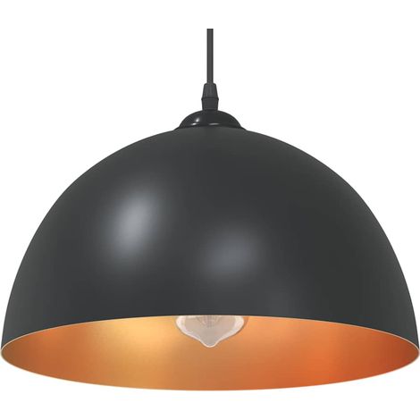 Pendelleuchten 2 Stk. Höhenverstellbar E27 Schwarz Ø30cm Metall (1/5)
