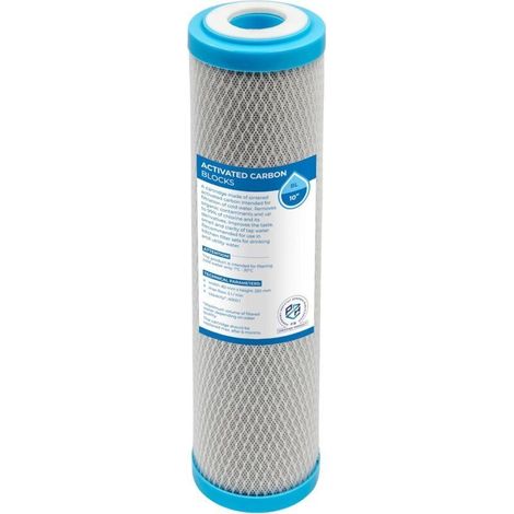 10-Zoll-Aktivkohleblockfilterpatronen – 5er-Pack, entfernt Chlor und Chlorverbindungen, verbessert Geschmack und Geruch des Wassers, maximale Lebensdauer 6 Monate (1/5)