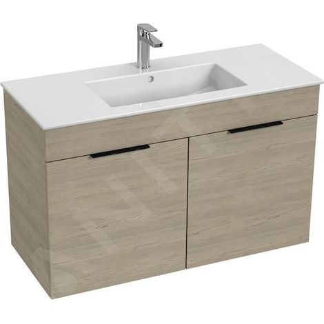 Jika Cube - Meuble avec lavabo 100x43x61 cm, frêne H4536511765141 (1/2)